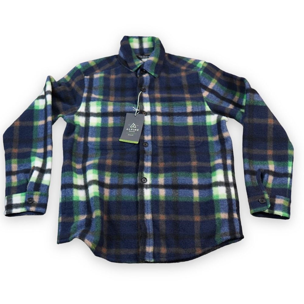 Alpine‎ Design Shacket Shirt Jacket Mens Medium Navy Glacial Plaid Button Up